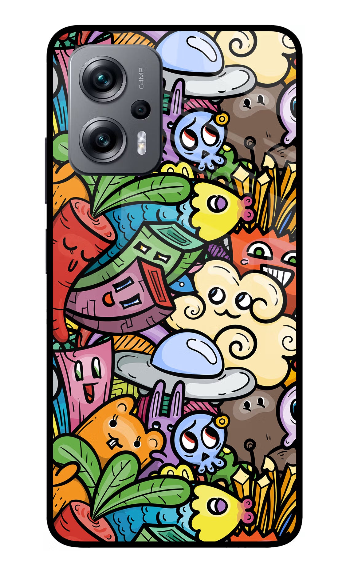 Veggie Doodle Redmi K50i Glass Case Back Cover by Casekaro
