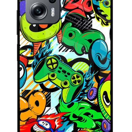 Game Doodle Redmi K50i Glass Case Back Cover by Casekaro
