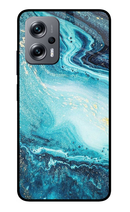 Blue Glitter Marble Redmi K50i Glass Case