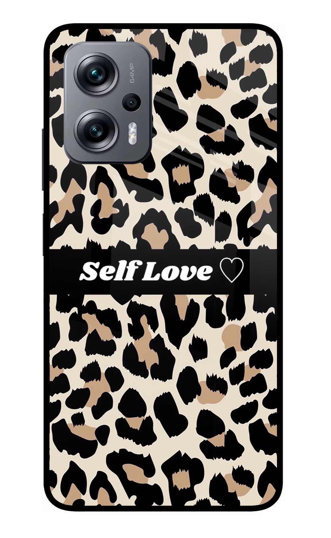 Leopard Print Self Love Redmi K50i Glass Case Back Cover by Casekaro