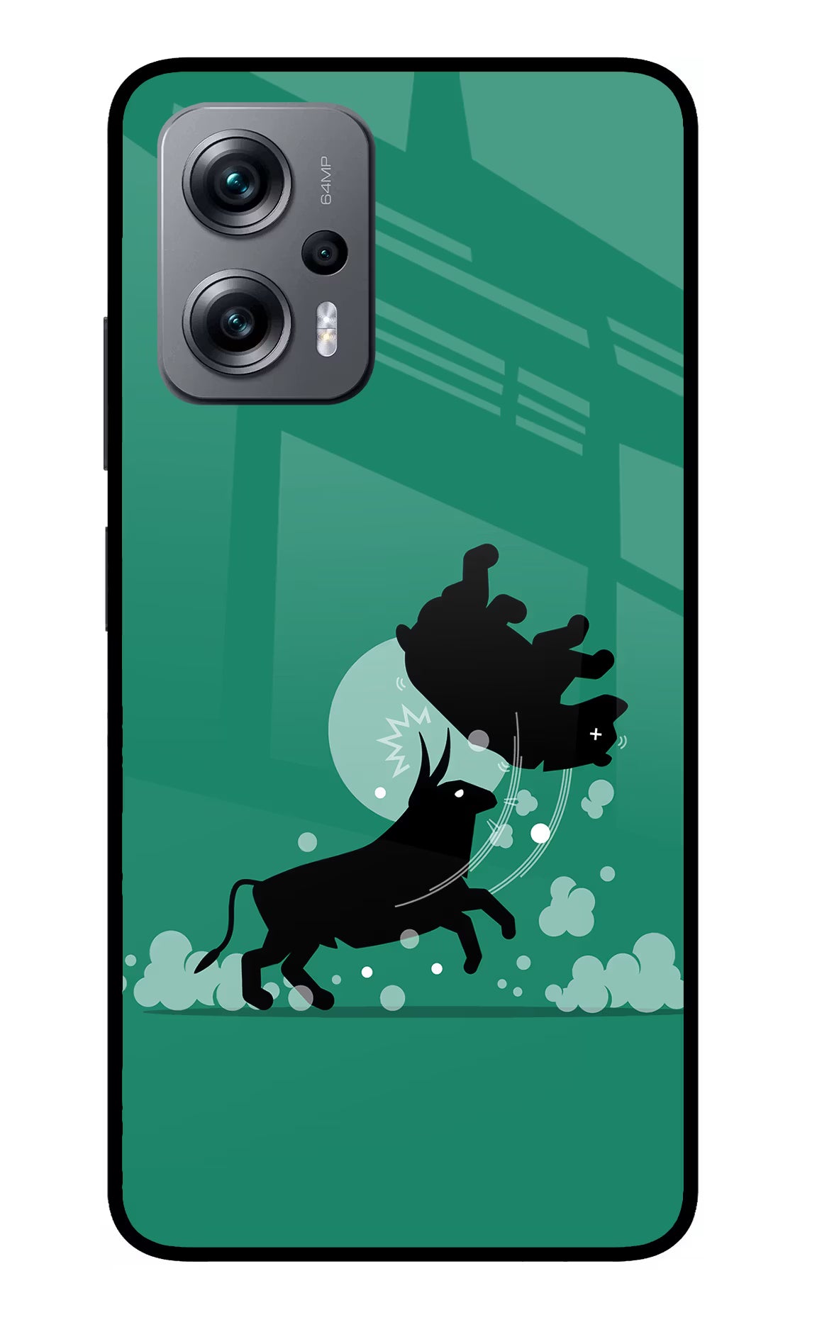 Bull Conqueror Redmi K50i Glass Case Back Cover by Casekaro