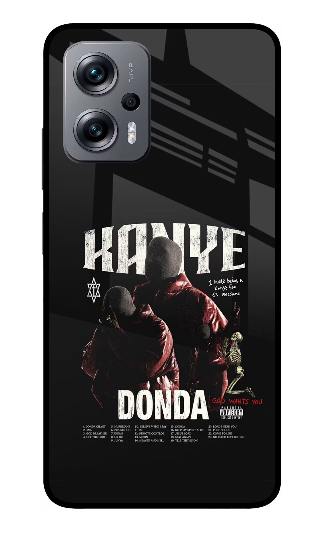 Donda Kanye West Redmi K50i Glass Case Back Cover by Casekaro