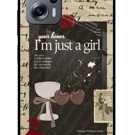 I am just a girl Redmi K50i Glass Case