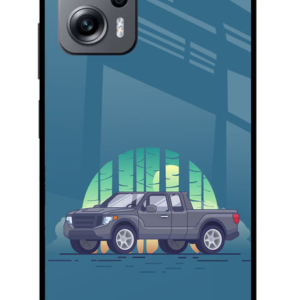 Retro Garage Vibe Redmi K50i Glass Case Back Cover by Casekaro