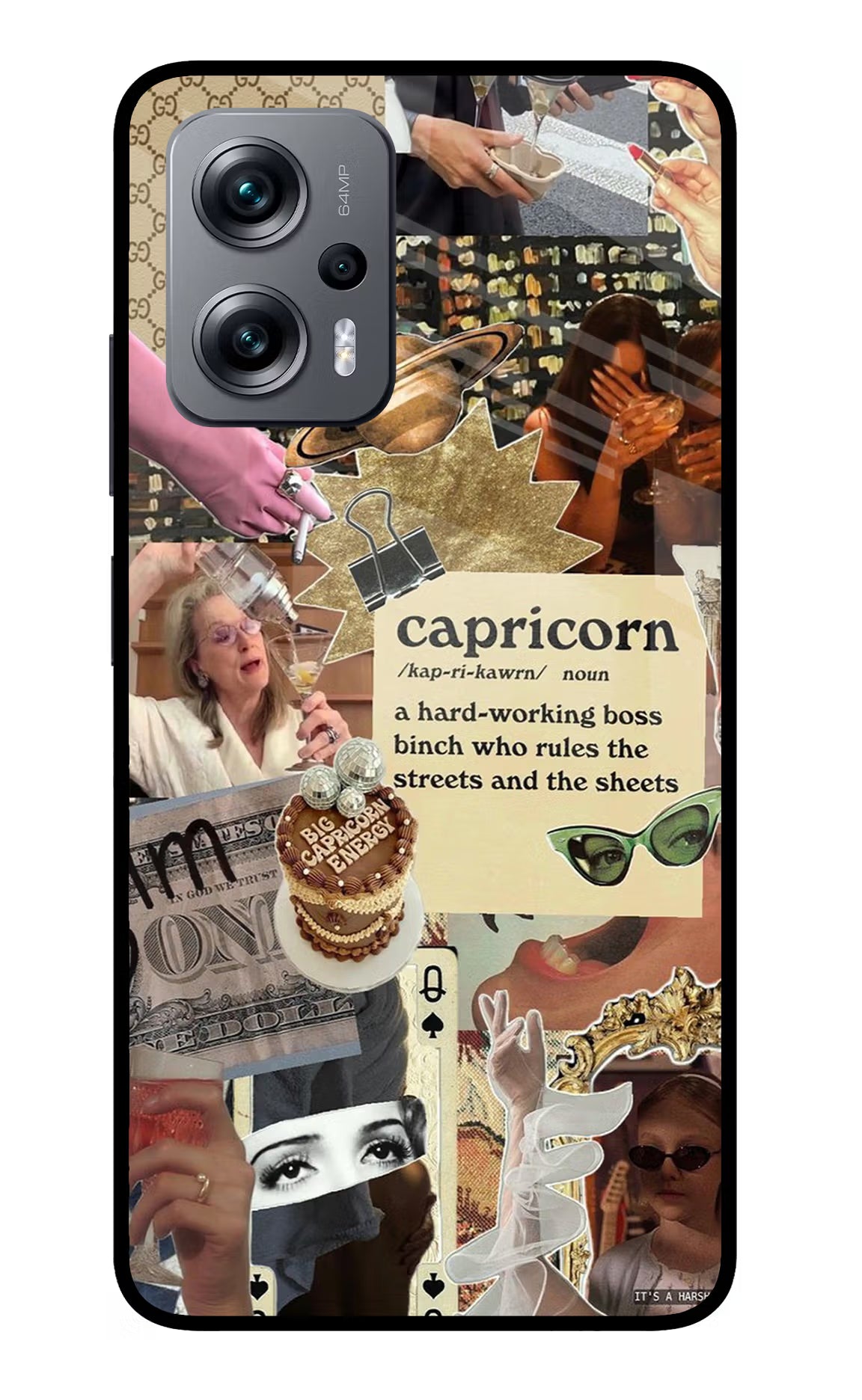 Capricorn Zodiac Redmi K50i Glass Case Back Cover by Casekaro