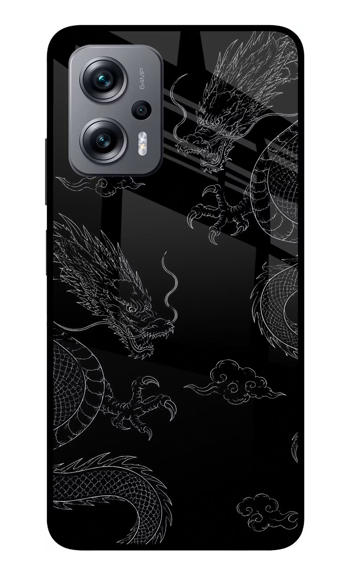 Twin Dragons Redmi K50i Glass Case Back Cover by Casekaro
