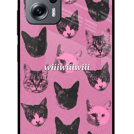 Pink Cats Redmi K50i Glass Case