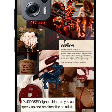 Zodiac Aries Redmi K50i Glass Case