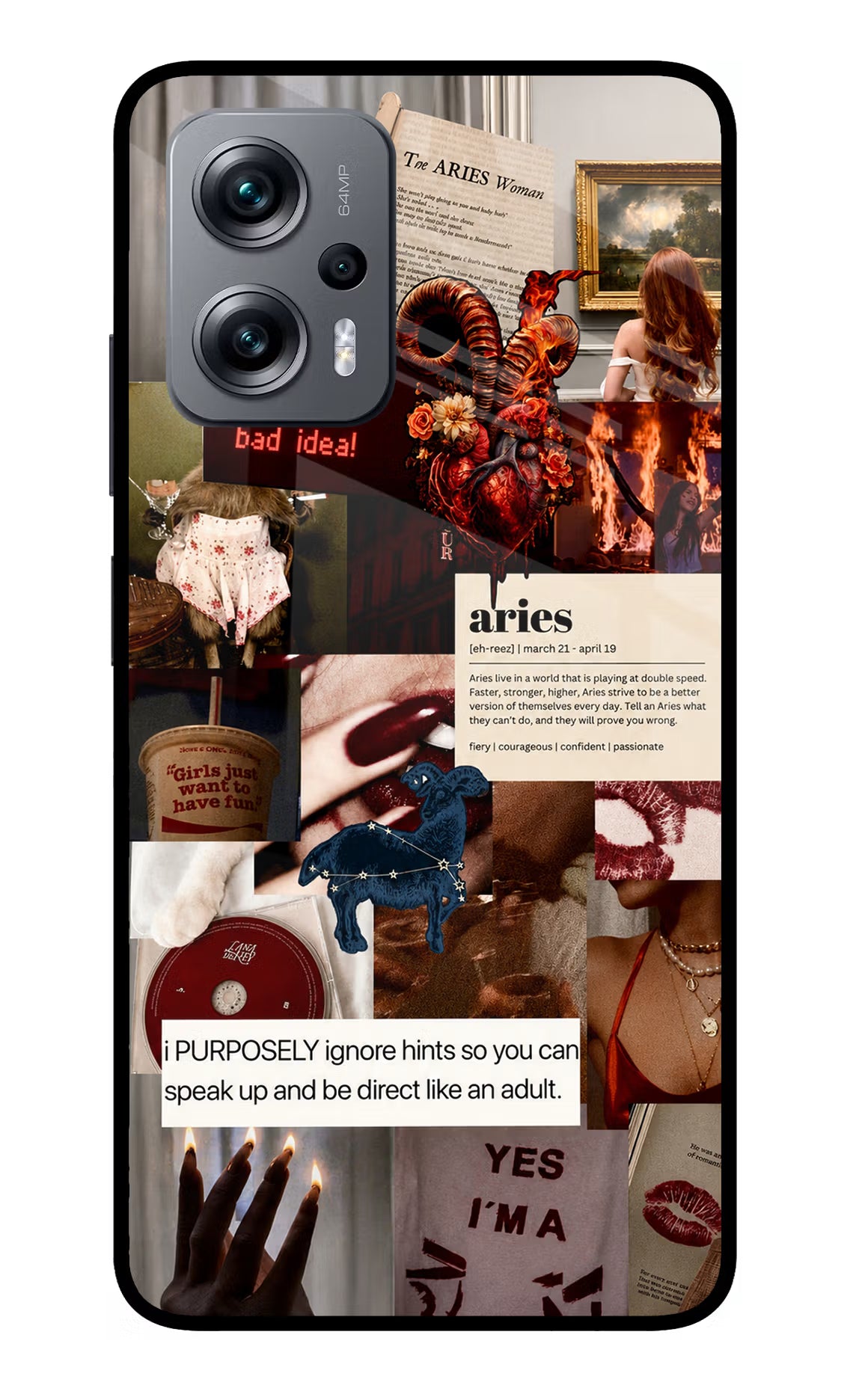 Zodiac Aries Redmi K50i Glass Case