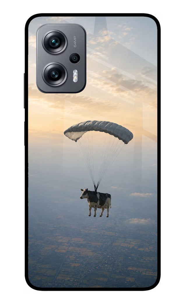 Skydiving Cow Redmi K50i Glass Case