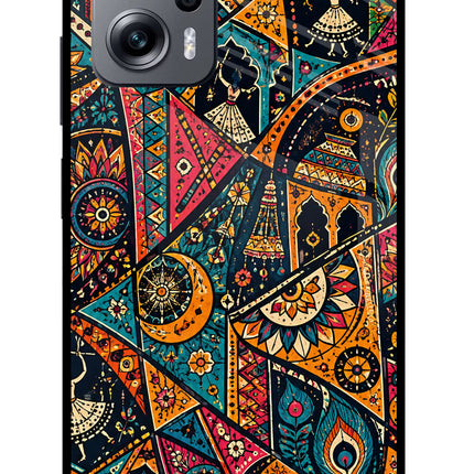 Folk Print Redmi K50i Glass Case