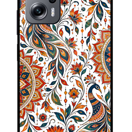 White Mayura Redmi K50i Glass Case