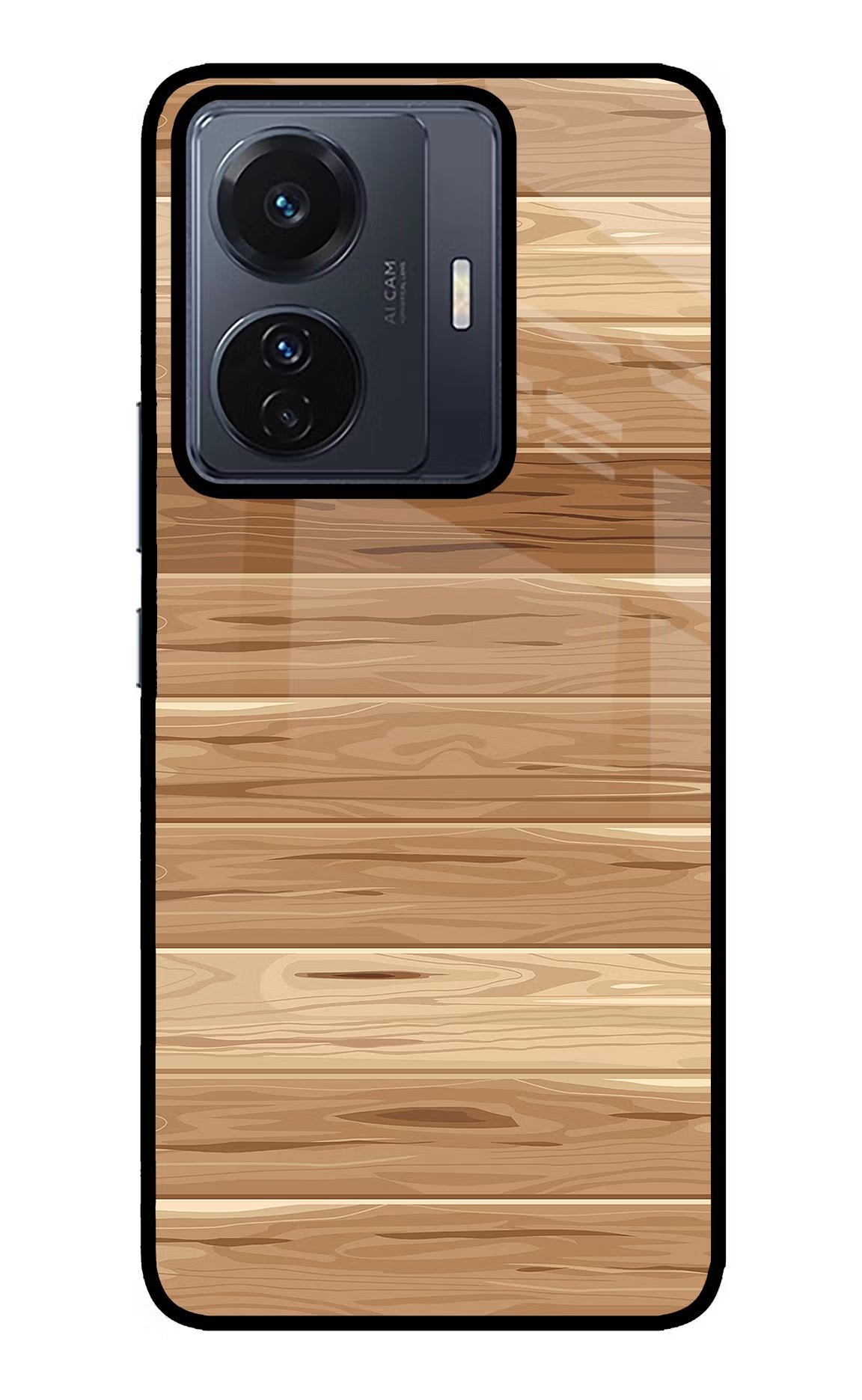 Wooden Vector Vivo T1 Pro 5G Glass Case Back Cover by Casekaro