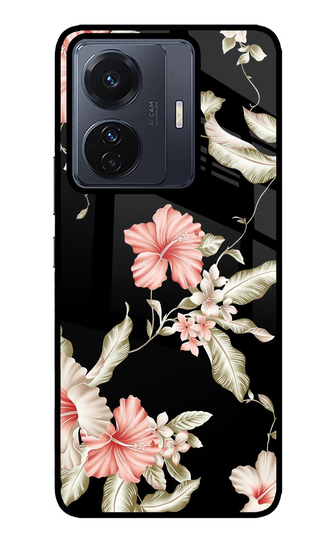 Flowers Vivo T1 Pro 5G Glass Case Back Cover by Casekaro