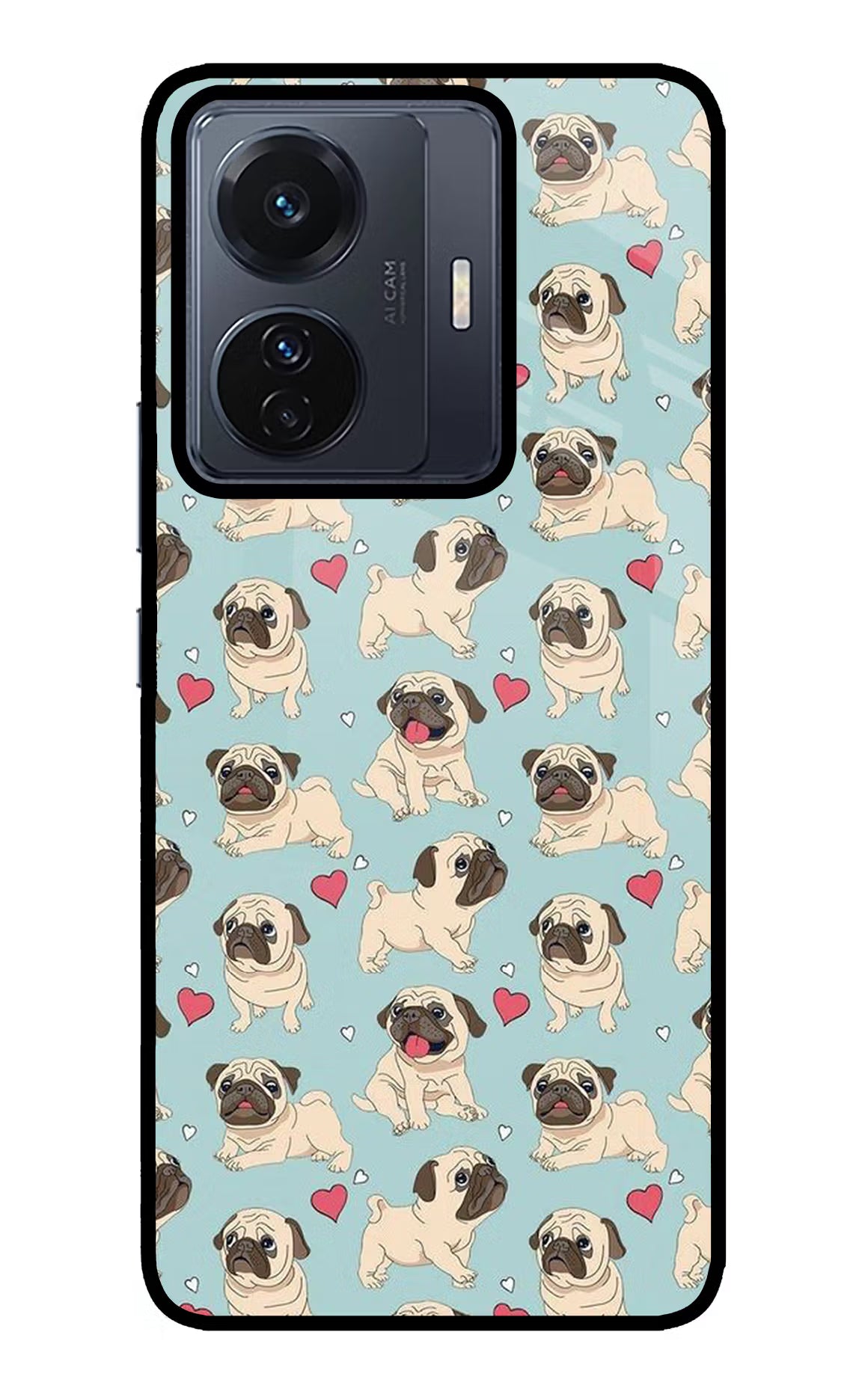 Pug Dog Vivo T1 Pro 5G Glass Case Back Cover by Casekaro