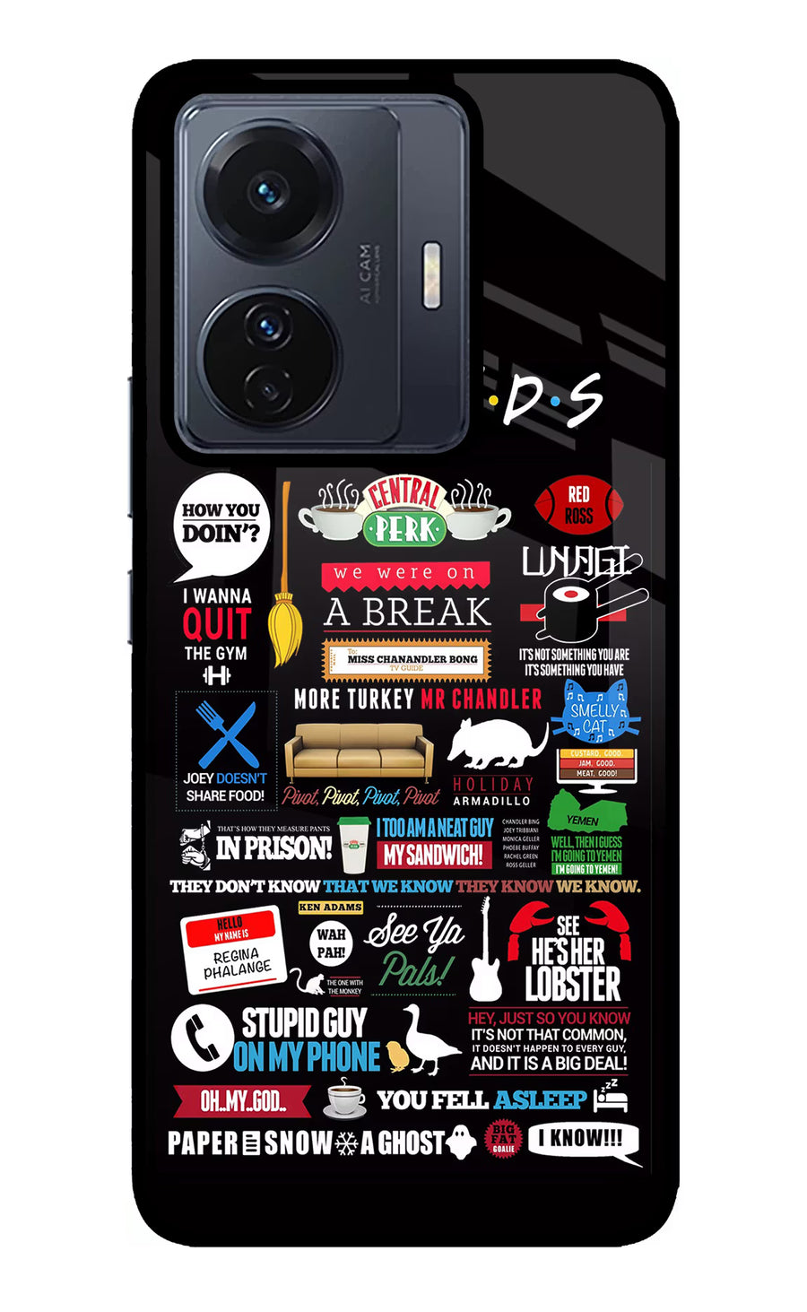 FRIENDS Vivo T1 Pro 5G Back Cover, Glass case