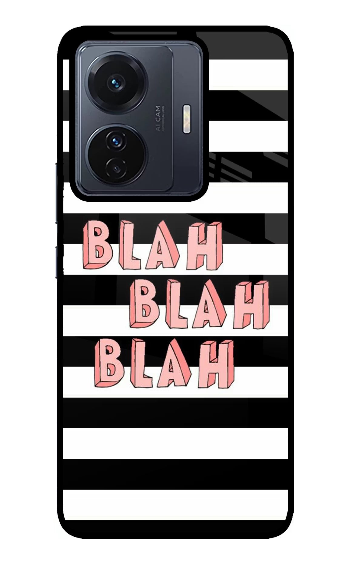 Blah Blah Blah Vivo T1 Pro 5G Glass Case Back Cover by Casekaro