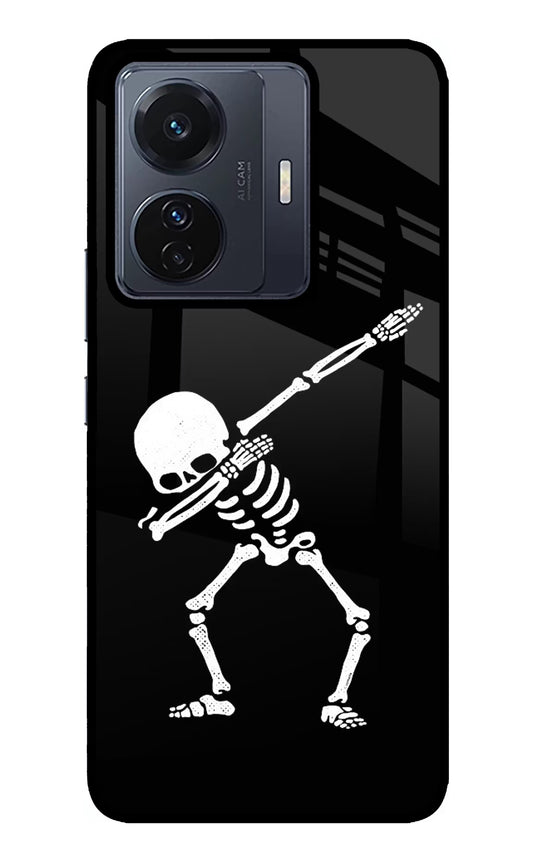Dabbing Skeleton Art Vivo T1 Pro 5G Glass Case