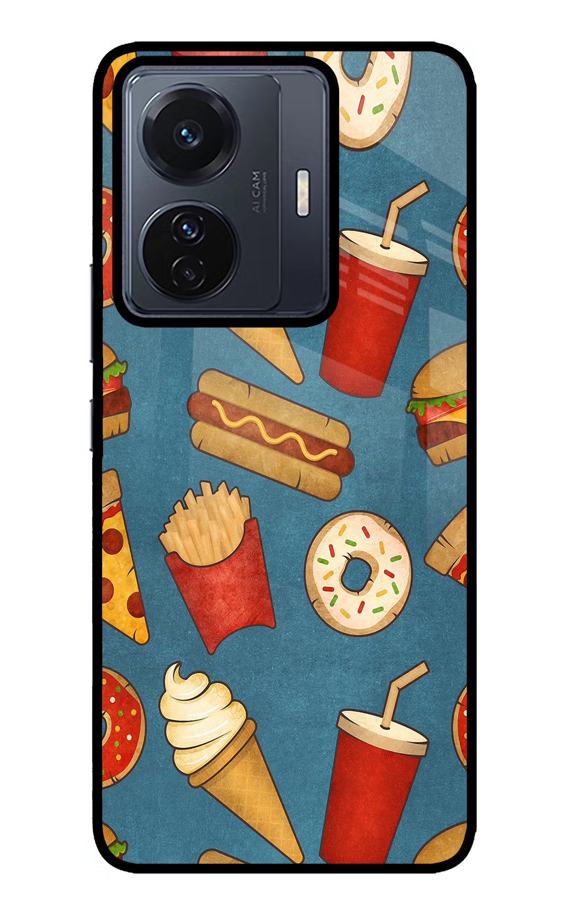 Foodie Vivo T1 Pro 5G Glass Case Back Cover by Casekaro