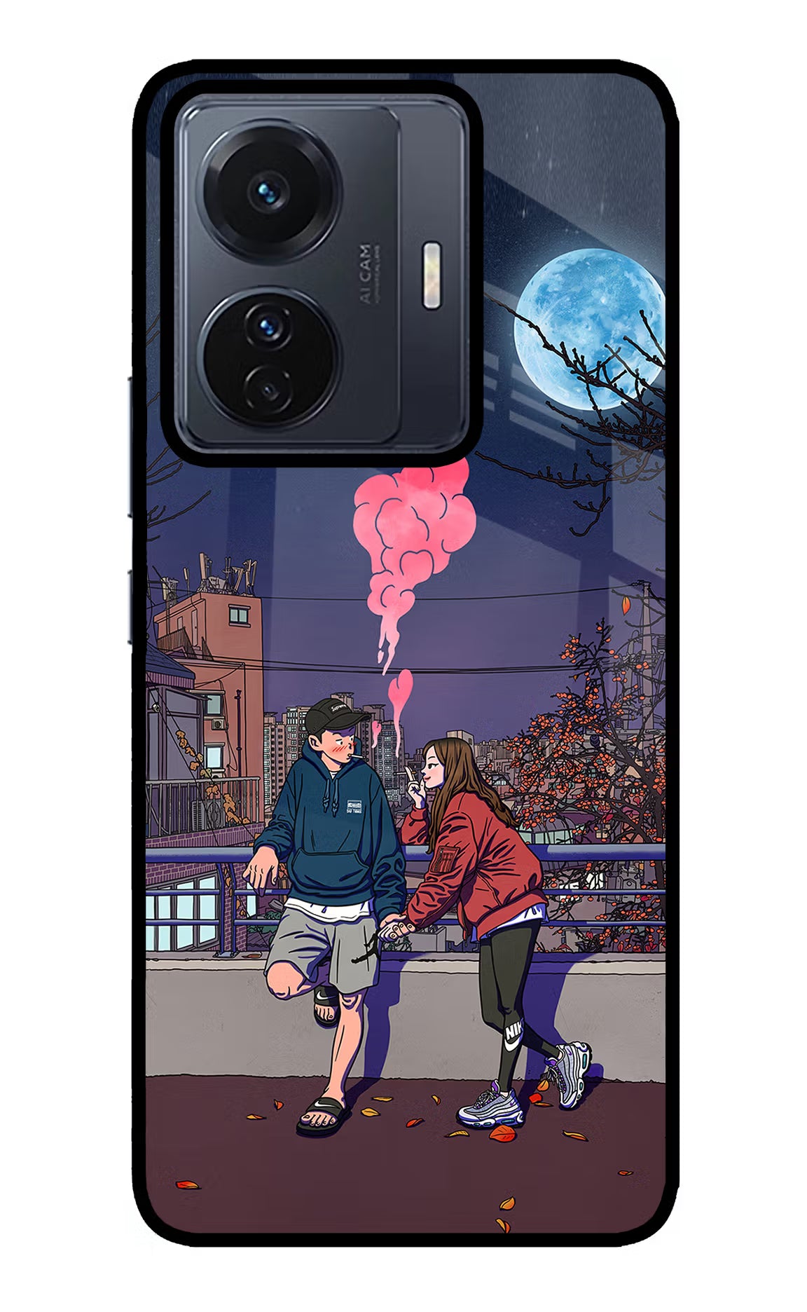 Chilling Couple Vivo T1 Pro 5G Glass Case Back Cover by Casekaro