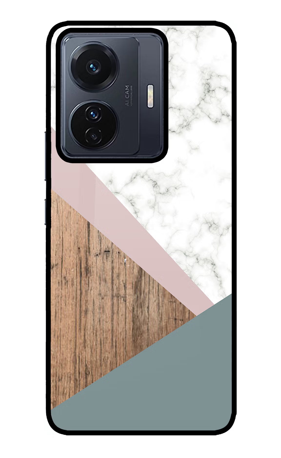 Marble wood Abstract Vivo T1 Pro 5G Glass Case Back Cover by Casekaro