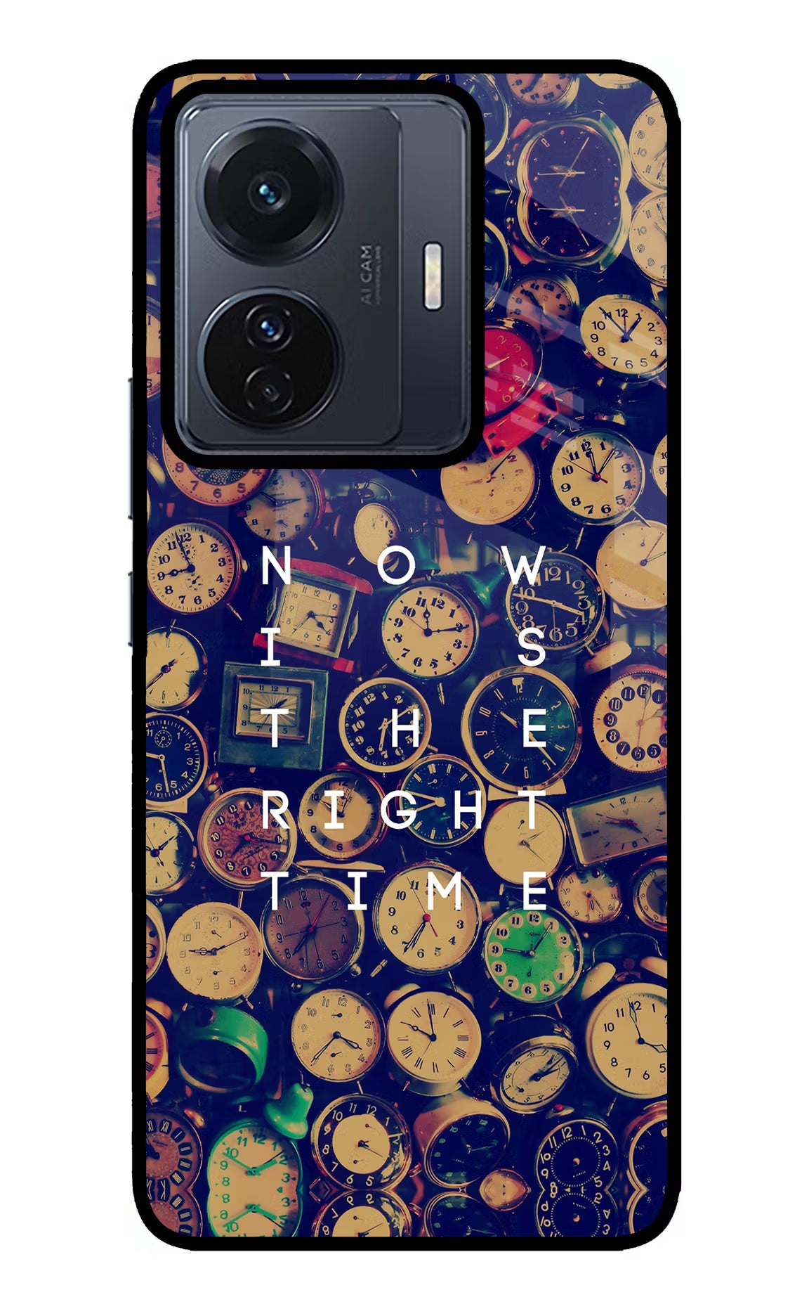 Now is the Right Time Quote Vivo T1 Pro 5G Glass Case Back Cover by Casekaro