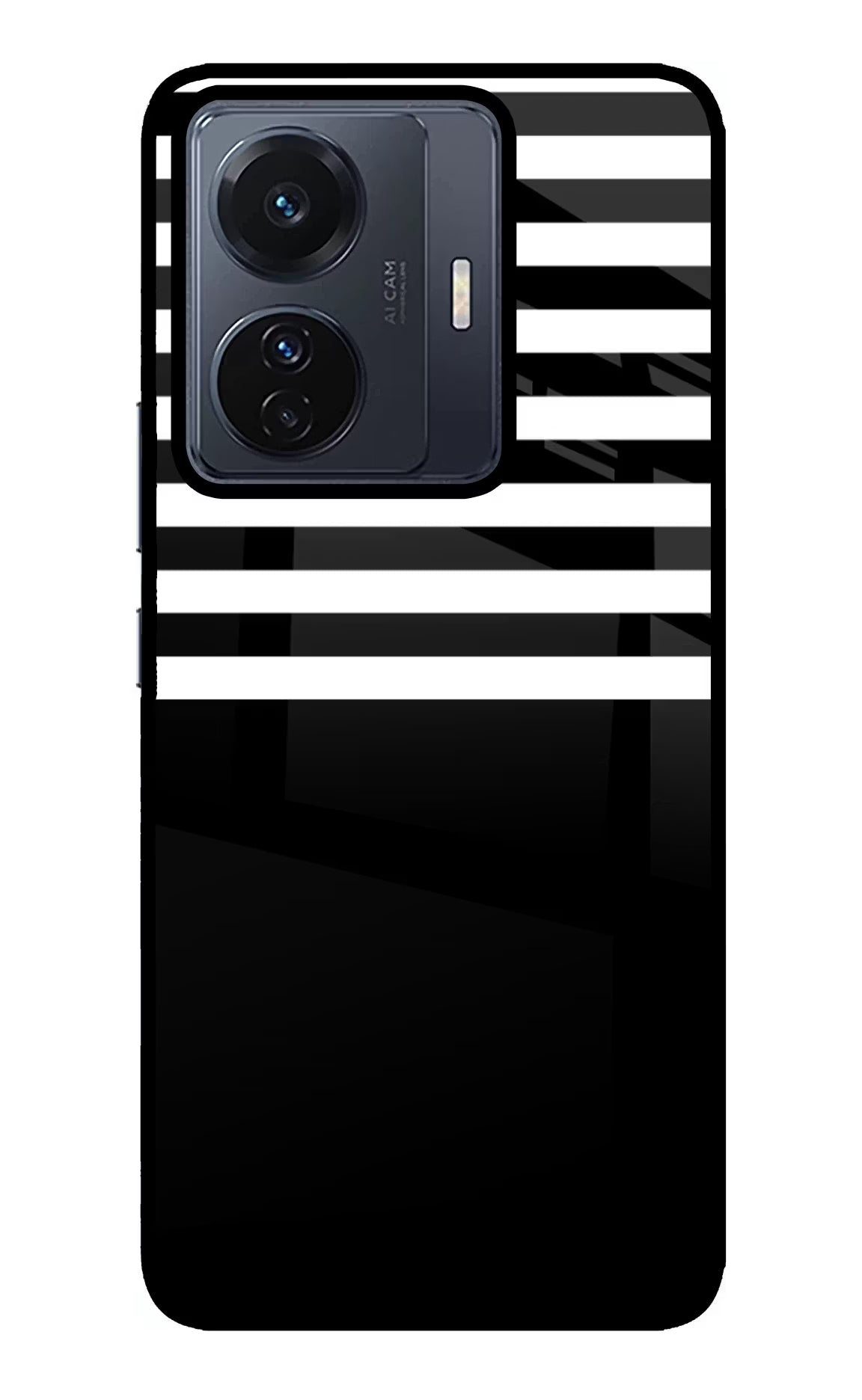 Black and White Print Vivo T1 Pro 5G Glass Case Back Cover by Casekaro