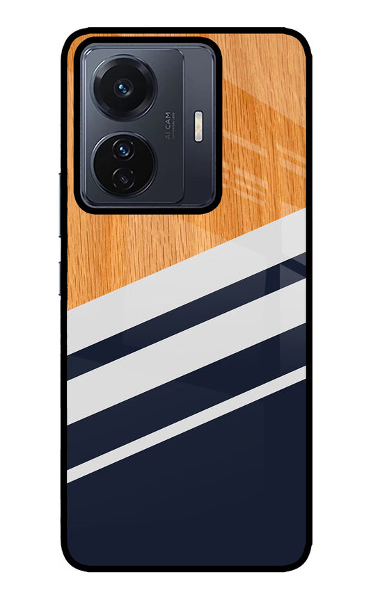 Blue and white wooden Vivo T1 Pro 5G Glass Case