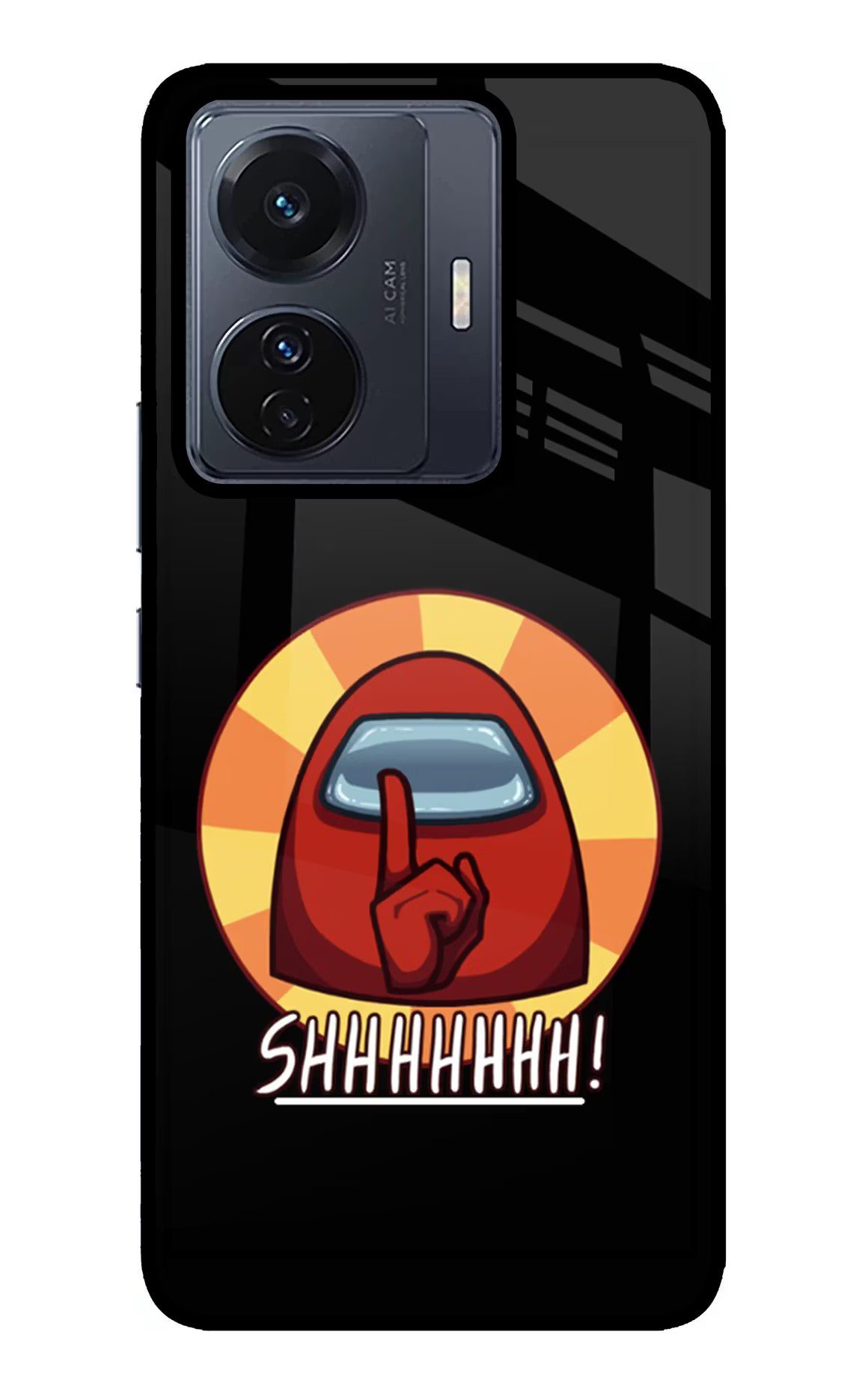 Among Us Shhh! Vivo T1 Pro 5G Glass Case Back Cover by Casekaro