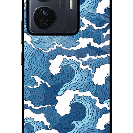 Blue Waves Vivo T1 Pro 5G Glass Case Back Cover by Casekaro
