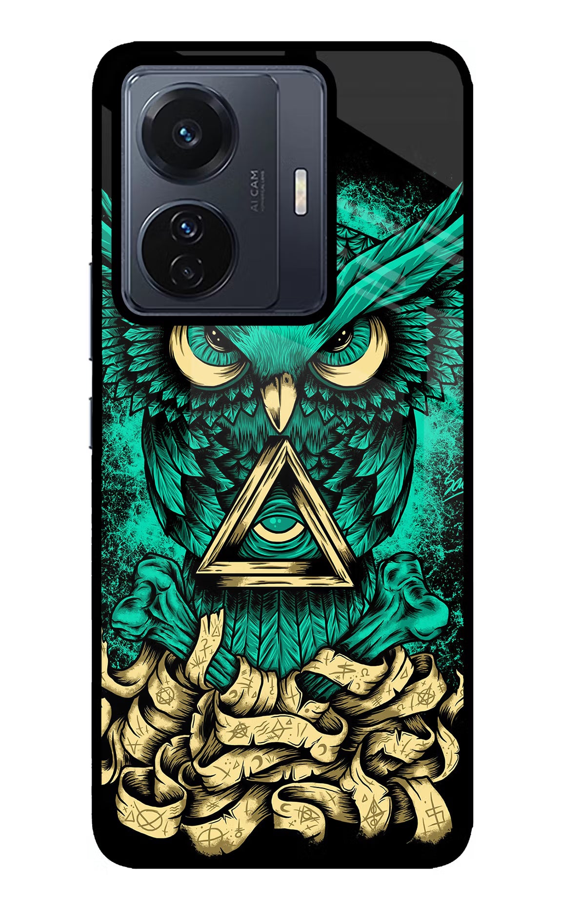 Green Owl Vivo T1 Pro 5G Glass Case Back Cover by Casekaro