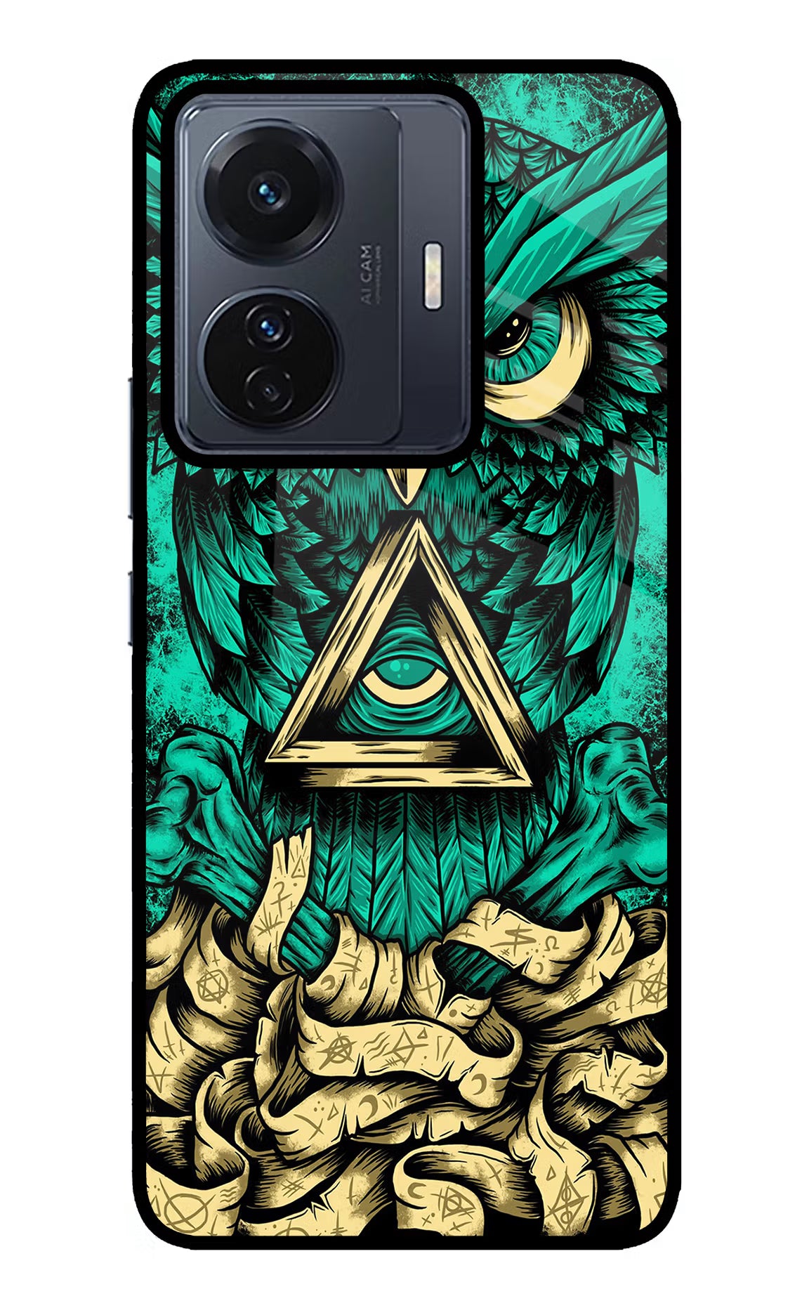 Green Owl Vivo T1 Pro 5G Glass Case Back Cover by Casekaro