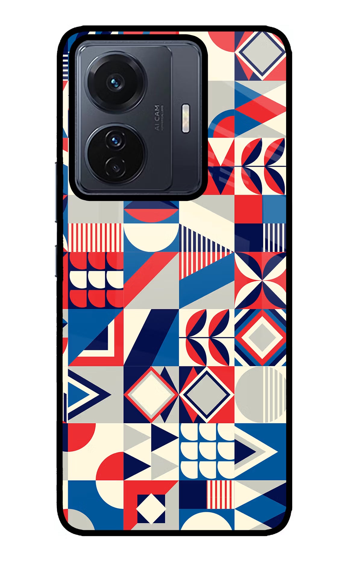 Colorful Pattern Vivo T1 Pro 5G Glass Case Back Cover by Casekaro