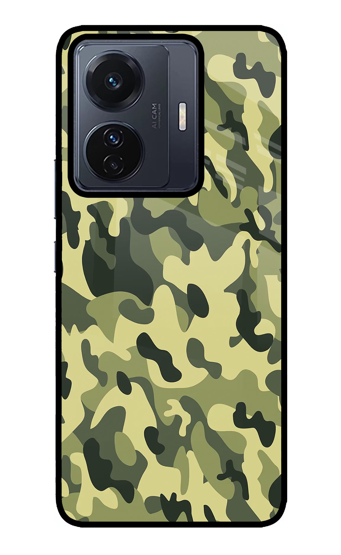 Camouflage Vivo T1 Pro 5G Glass Case Back Cover by Casekaro