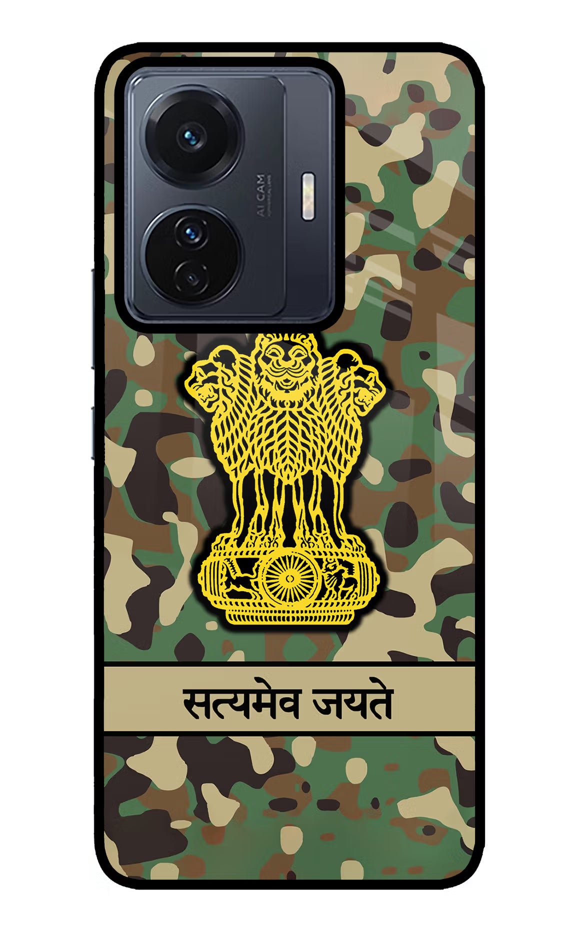 Satyamev Jayate Army Vivo T1 Pro 5G Glass Case Back Cover by Casekaro