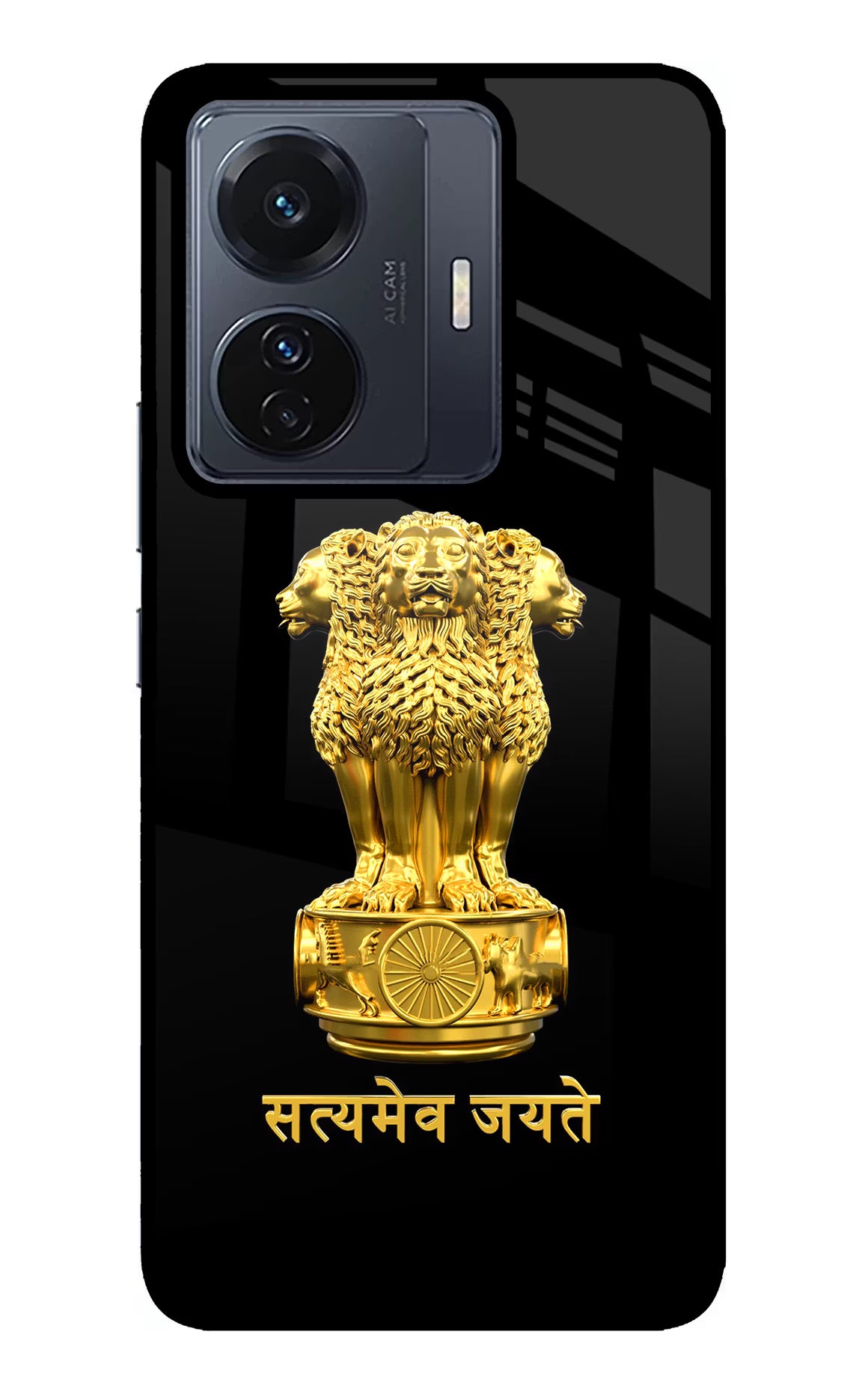 Satyamev Jayate Golden Vivo T1 Pro 5G Glass Case Back Cover by Casekaro