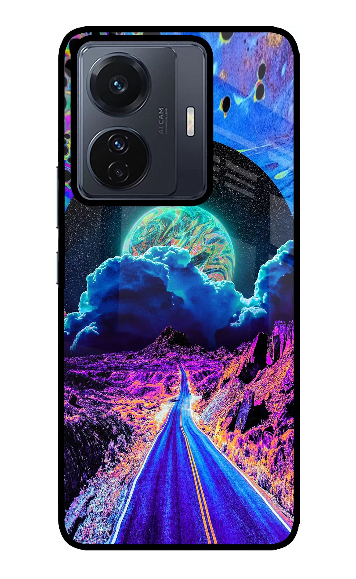 Psychedelic Painting Vivo T1 Pro 5G Glass Case Back Cover by Casekaro