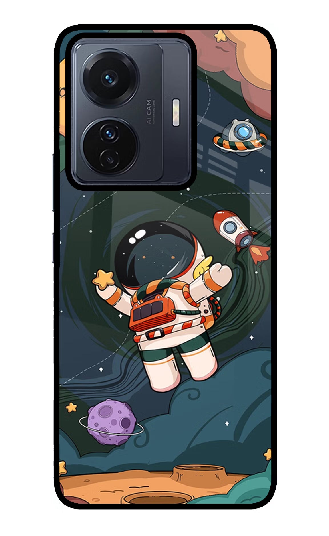Cartoon Astronaut Vivo T1 Pro 5G Glass Case