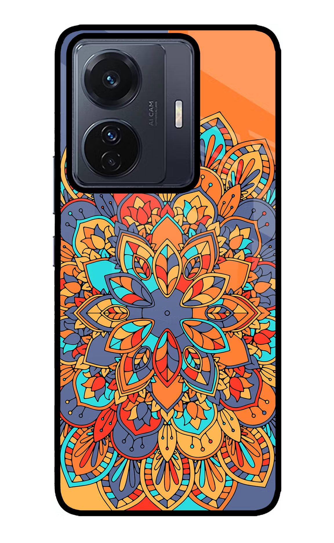 Color Mandala Vivo T1 Pro 5G Glass Case Back Cover by Casekaro