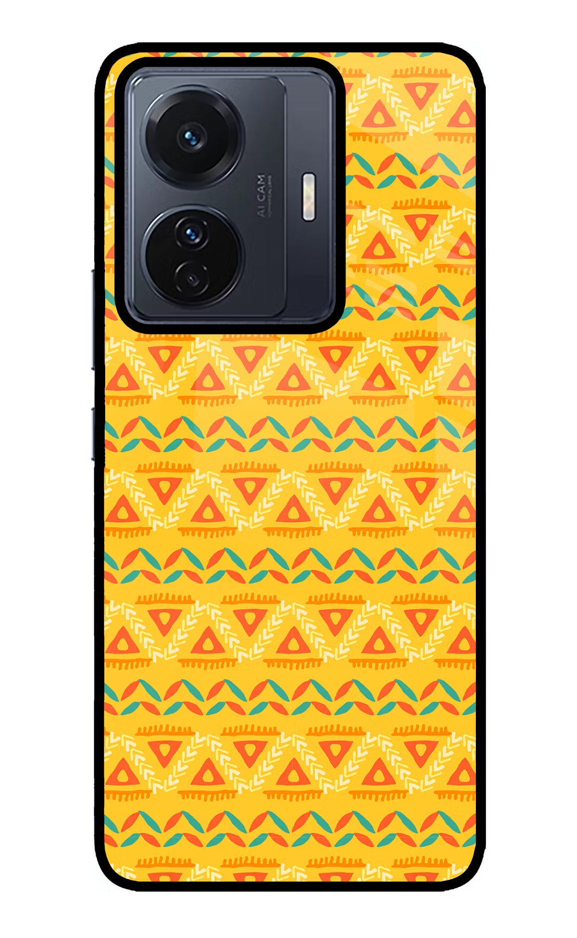 Tribal Pattern Vivo T1 Pro 5G Glass Case Back Cover by Casekaro