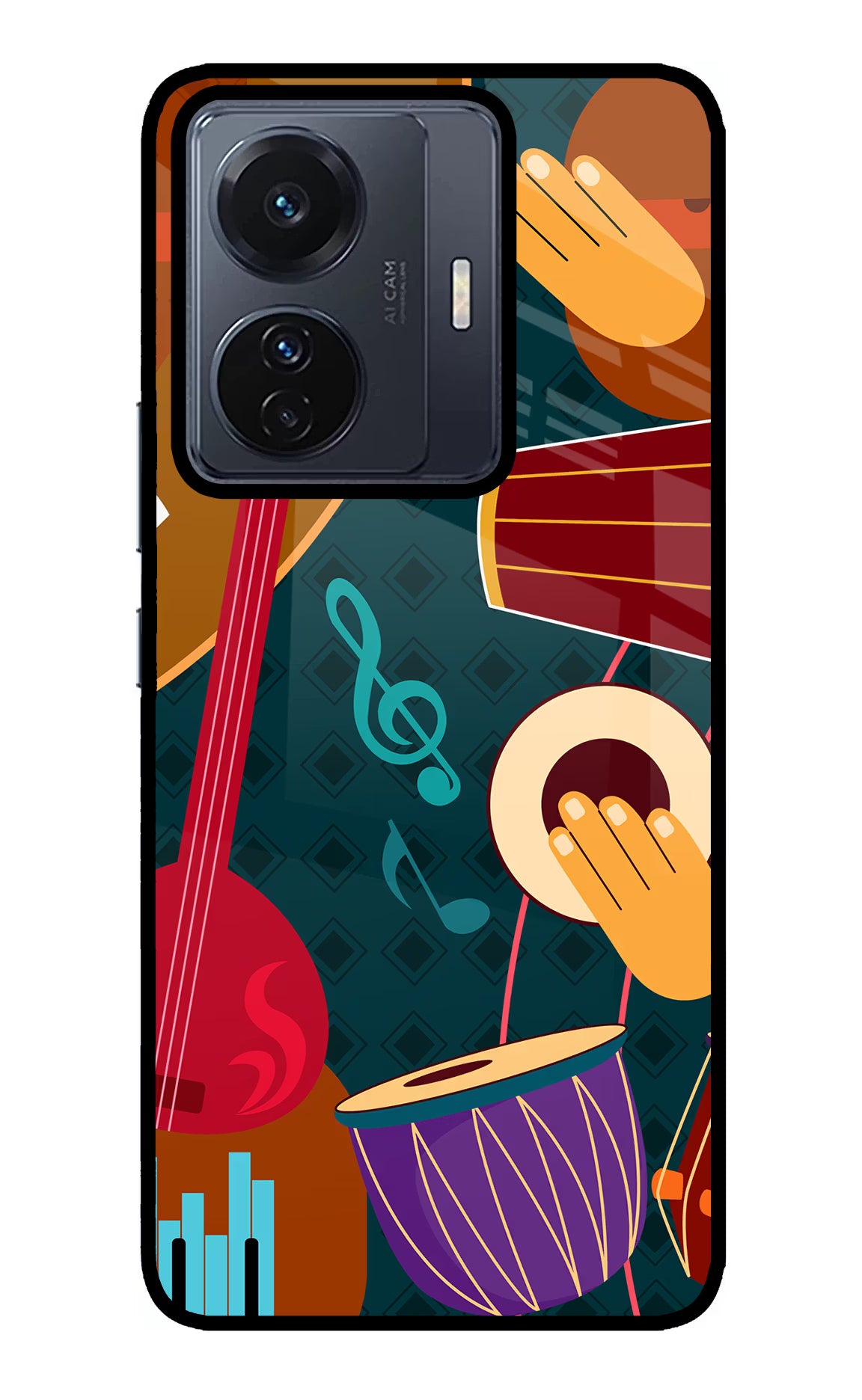 Music Instrument Vivo T1 Pro 5G Glass Case Back Cover by Casekaro