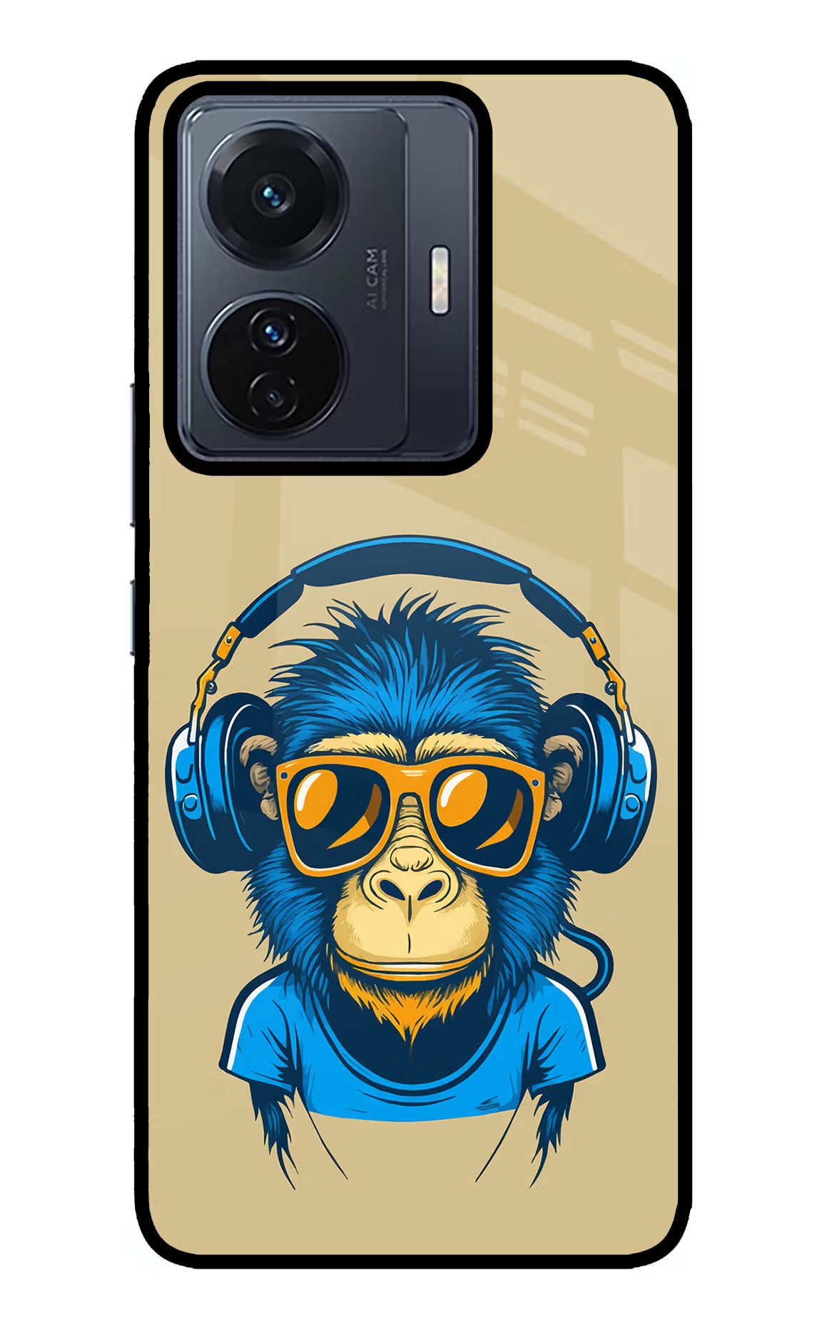 Monkey Headphone Vivo T1 Pro 5G Glass Case Back Cover by Casekaro