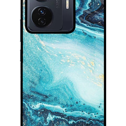 Blue Glitter Marble Vivo T1 Pro 5G Glass Case