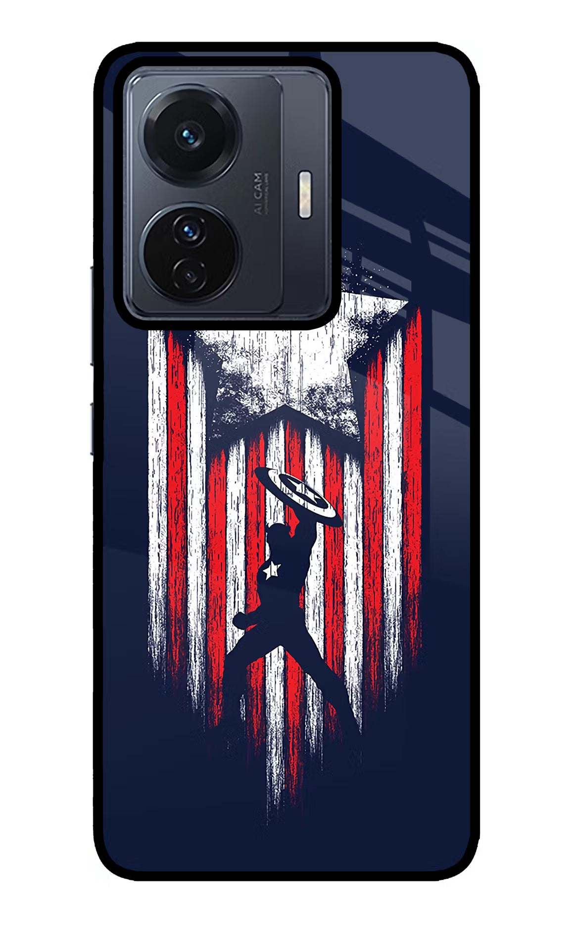 Captain America Marvel Art Vivo T1 Pro 5G Glass Case Back Cover by Casekaro