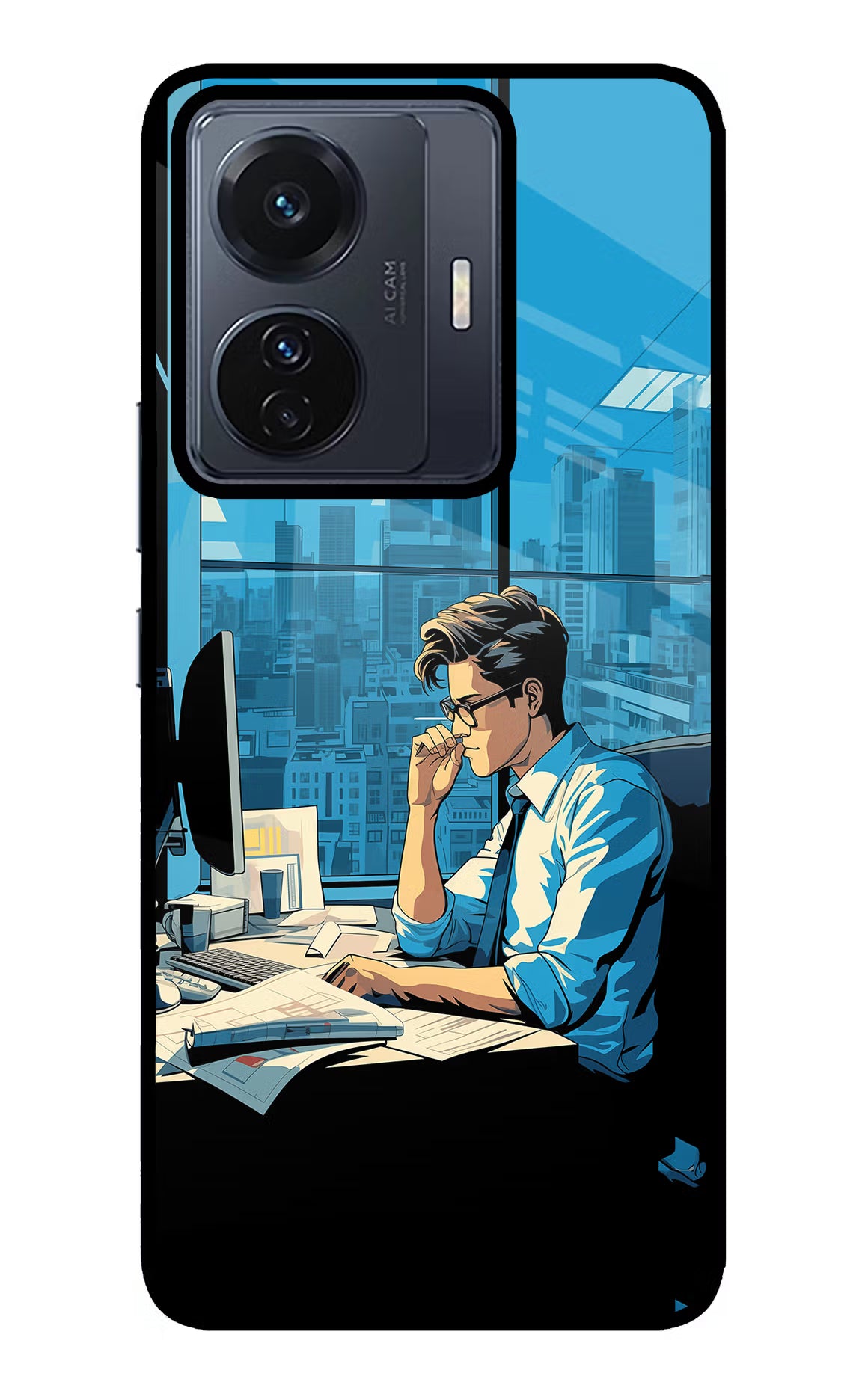 Focused Hustler (AI Generated) Vivo T1 Pro 5G Glass Case Back Cover by Casekaro