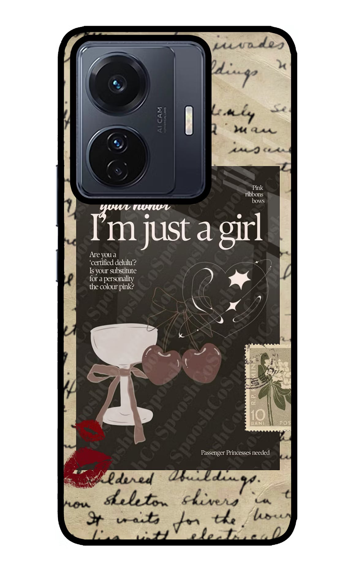 I am just a girl Vivo T1 Pro 5G Glass Case Back Cover by Casekaro