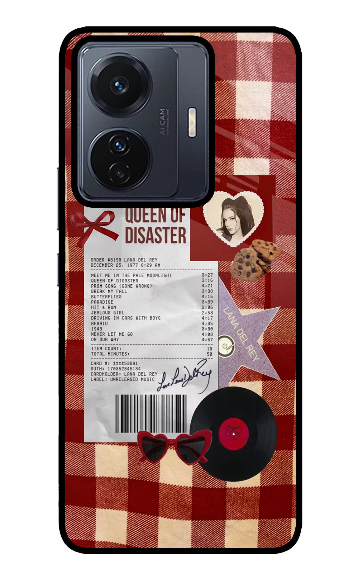 Queen of Disaster Vivo T1 Pro 5G Glass Case Back Cover by Casekaro