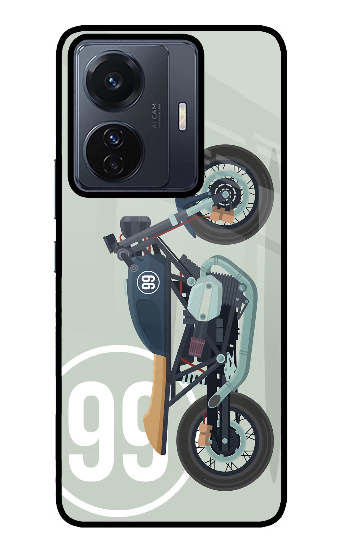 Classic Cafe Racer 99 Vivo T1 Pro 5G Glass Case Back Cover by Casekaro