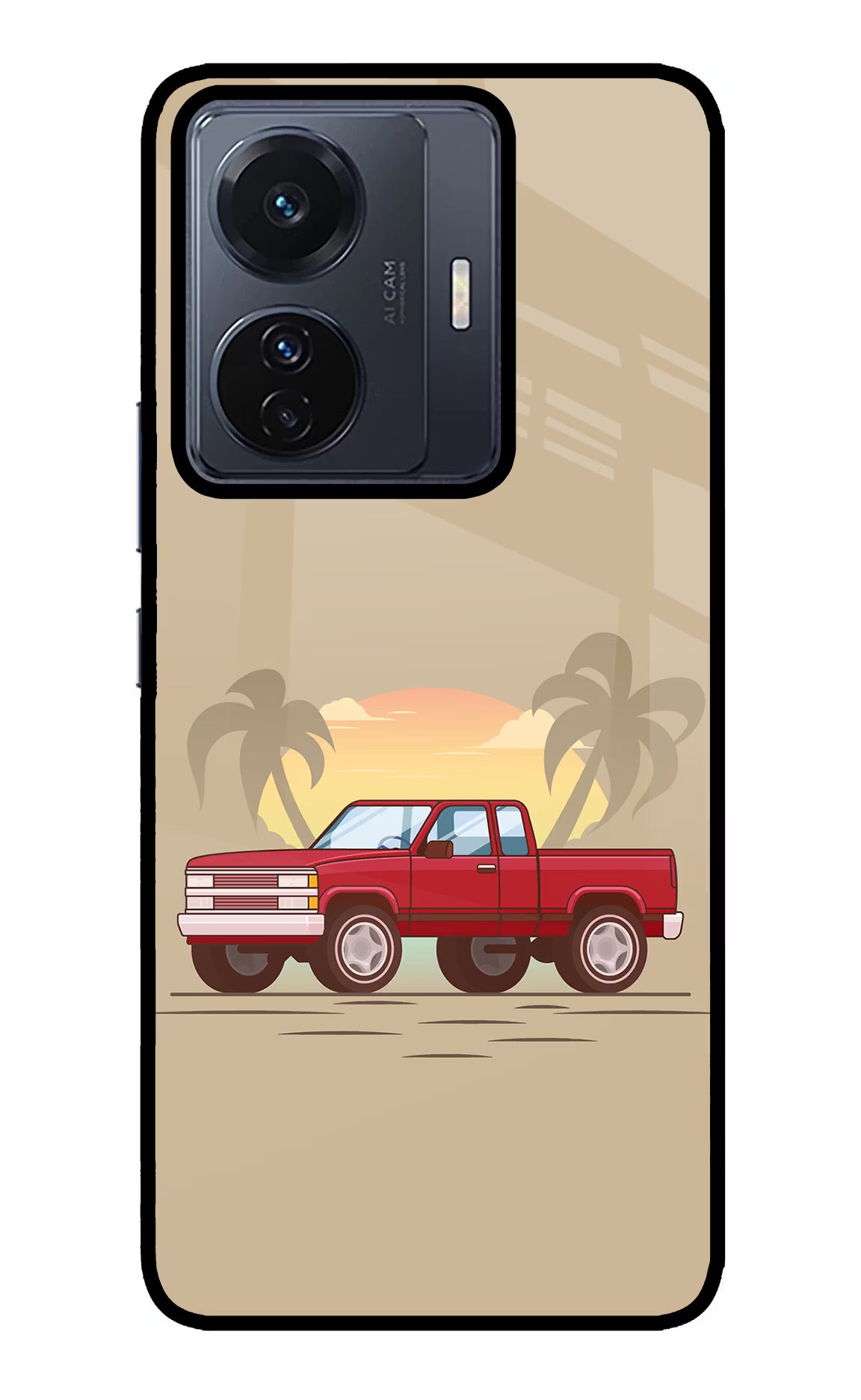 Desert Classic Drive Vivo T1 Pro 5G Glass Case Back Cover by Casekaro