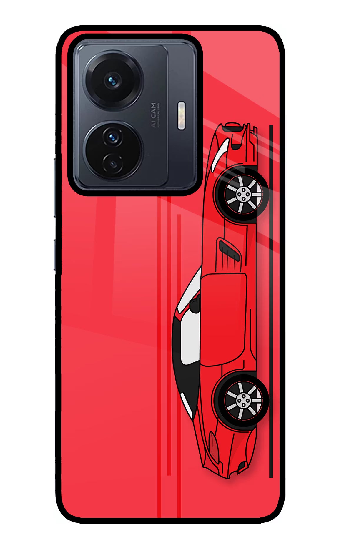 Red Velocity Vivo T1 Pro 5G Glass Case Back Cover by Casekaro